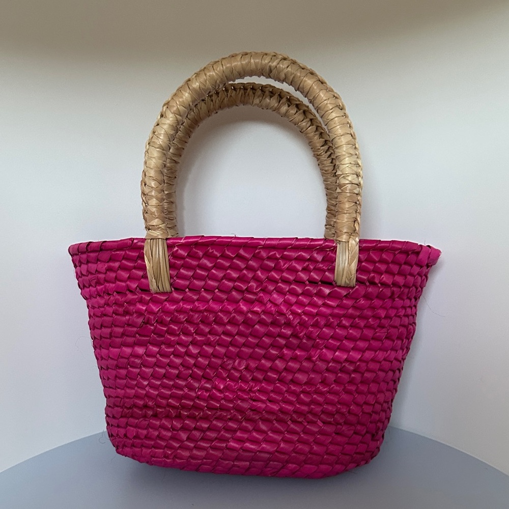 handmade Palm Pink Floral Tote Bag ✨ - Picture 2 of 6